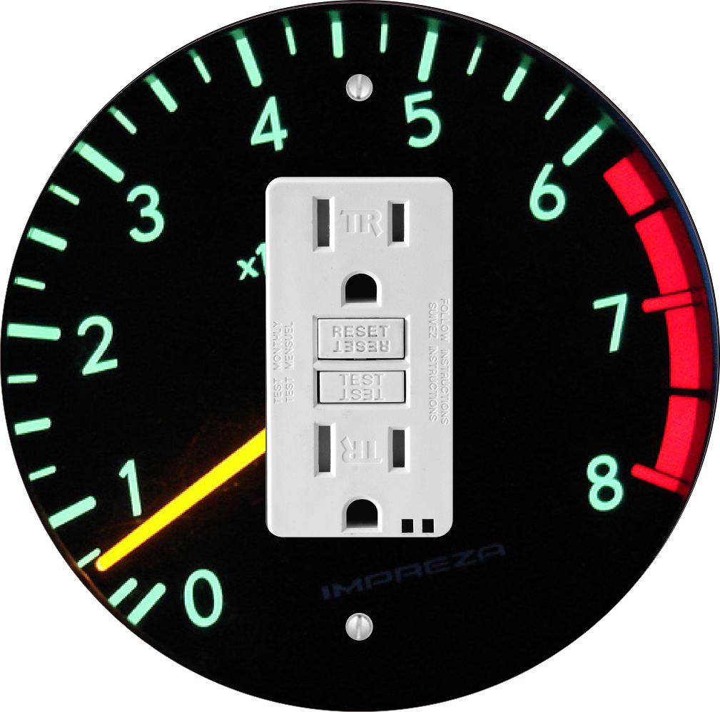 Sam Sandor - Speedometer x1000 Design - Round Light Switch Plate Cover - GFI