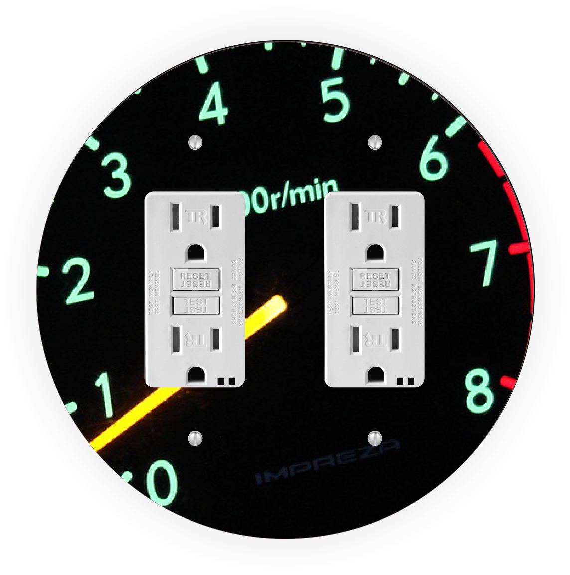 Sam Sandor - Speedometer x1000 Design - Round Light Switch Plate Cover - Double GFI