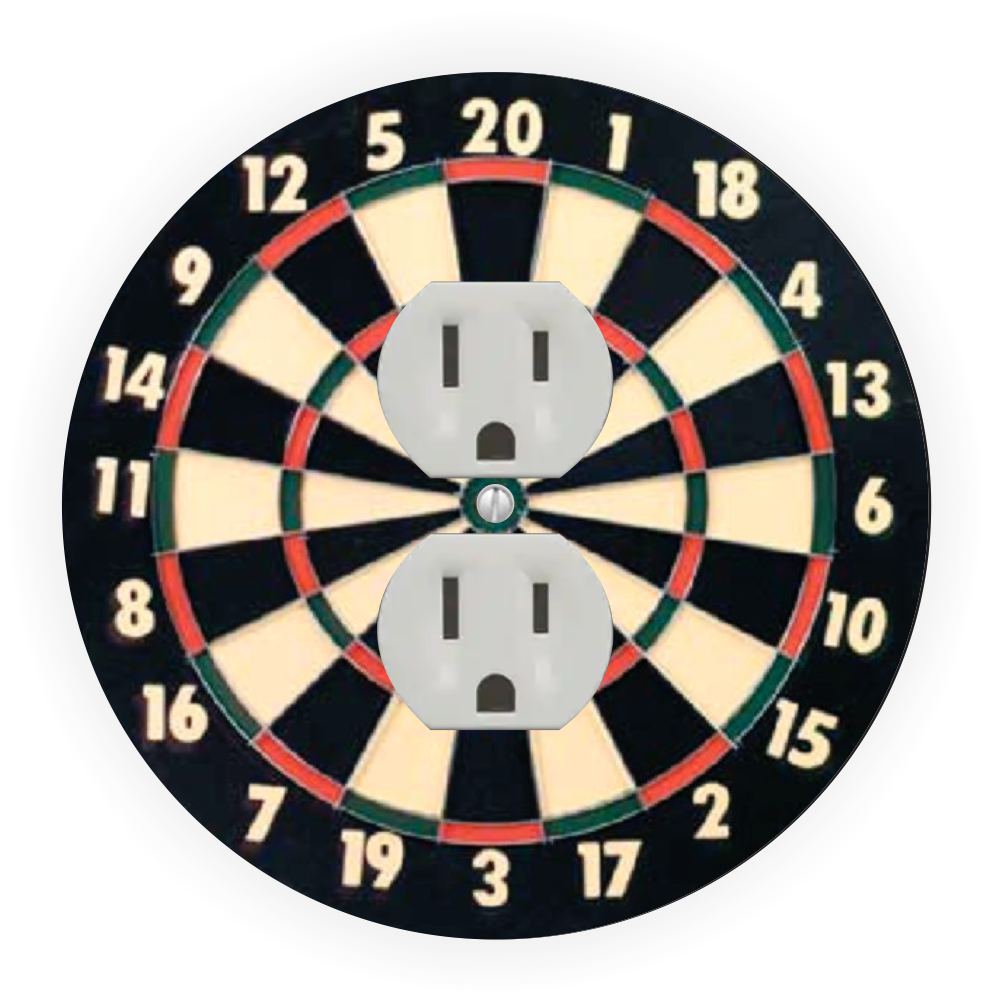 Sam Sandor - Dart Board Design - Round Light Switch Plate Cover - Outlet Cover