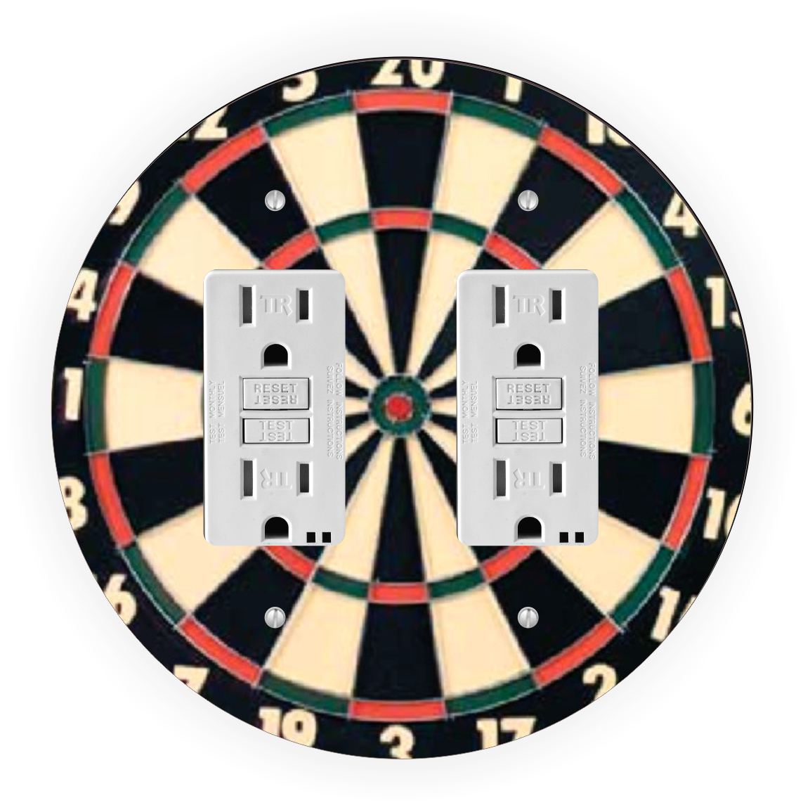 Sam Sandor - Dart Board Design - Round Light Switch Plate Cover - Double GFI