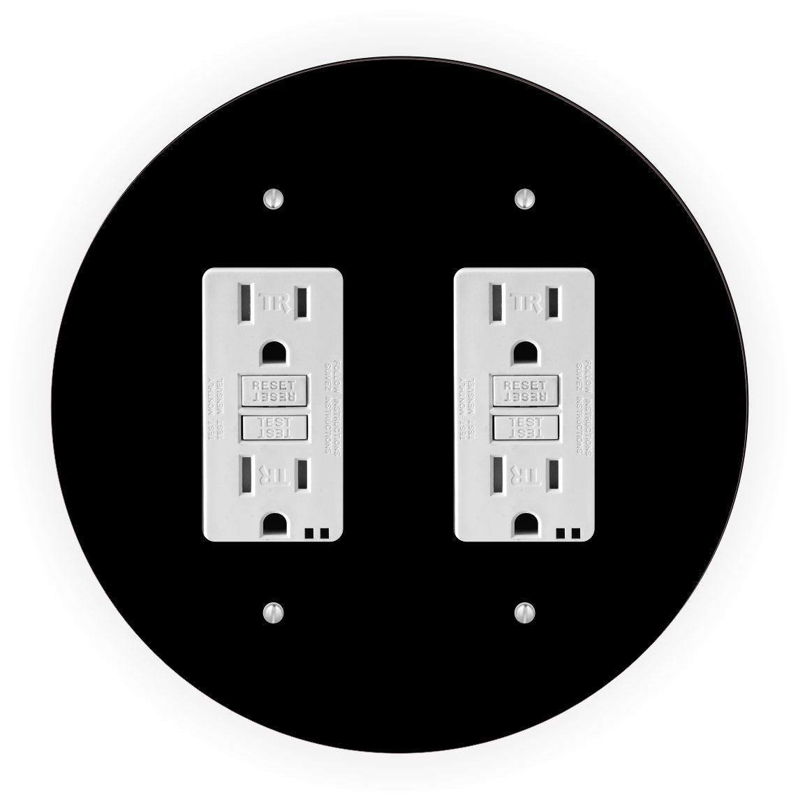 Sam Sandor - Black Design - Round Light Switch Plate Cover - Double GFI