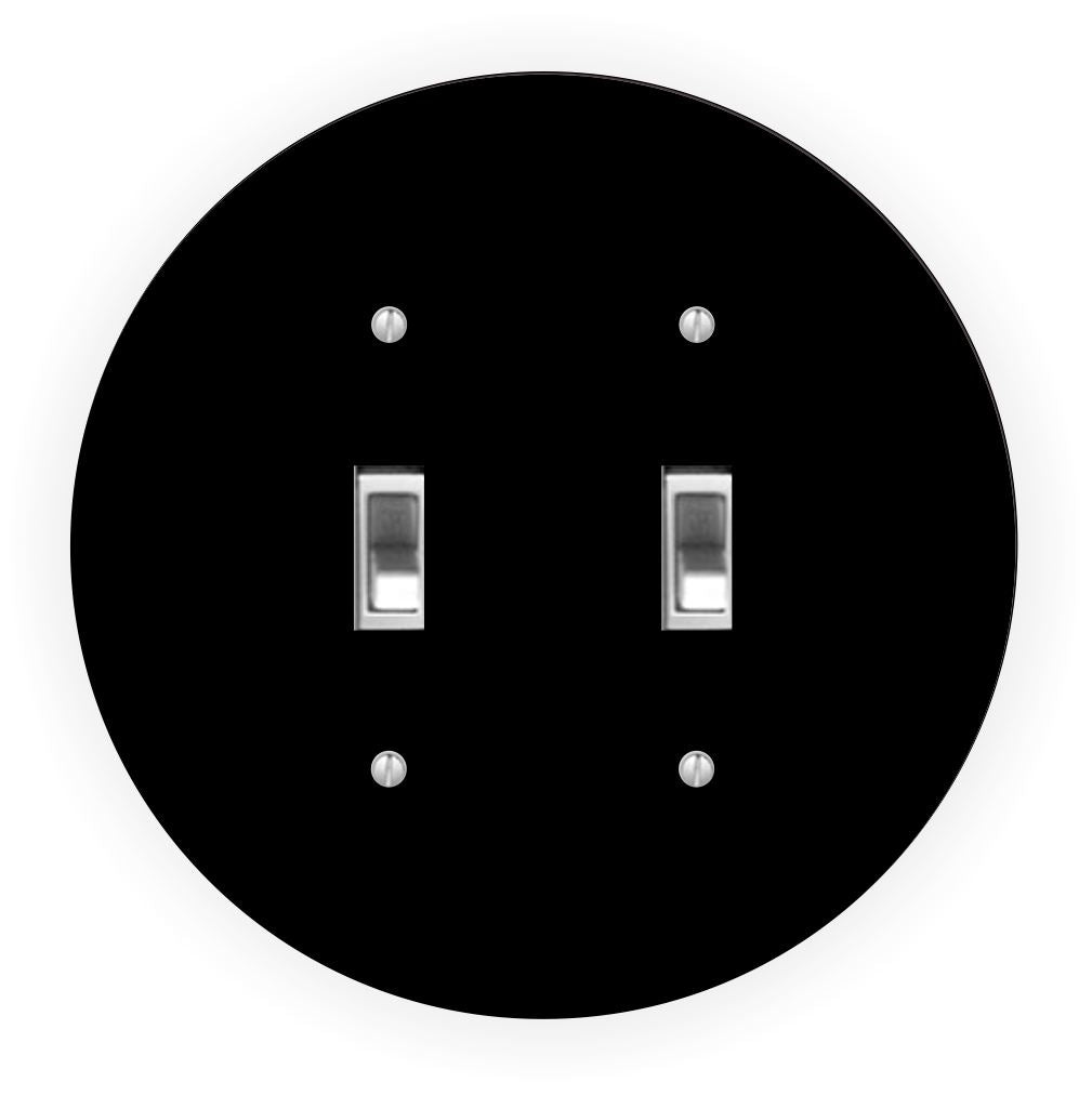 Sam Sandor - Black Design - Round Light Switch Plate Cover - Double Toggle