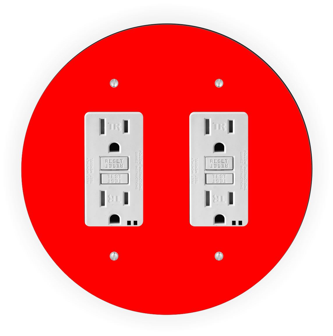 Sam Sandor - Red Design - Round Light Switch Plate Cover - Double GFI