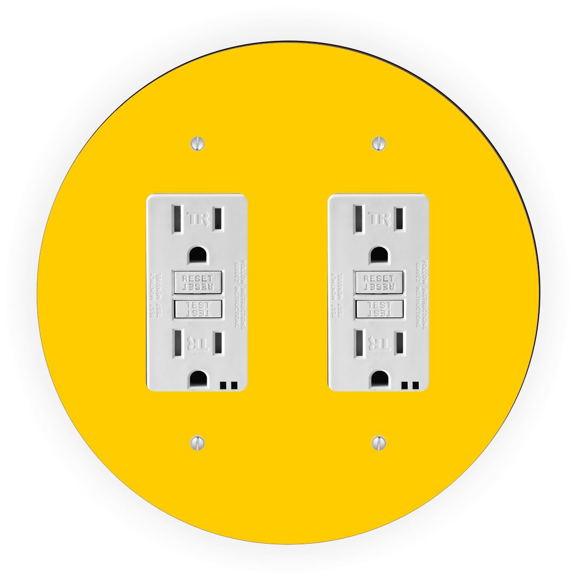 Sam Sandor - Yellow Design - Round Light Switch Plate Cover - Double GFI