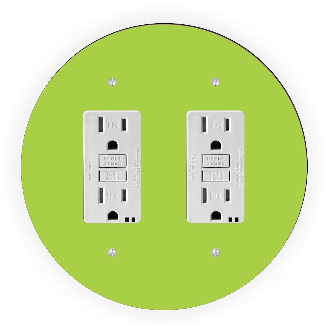 Sam Sandor - Green Design - Round Light Switch Plate Cover - Double GFI