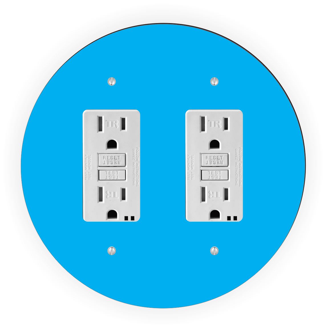 Sam Sandor - Blue Design - Round Light Switch Plate Cover - Double GFI