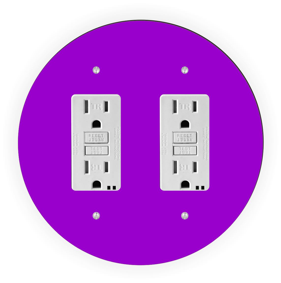 Sam Sandor - Purple Design - Round Light Switch Plate Cover - Double GFI