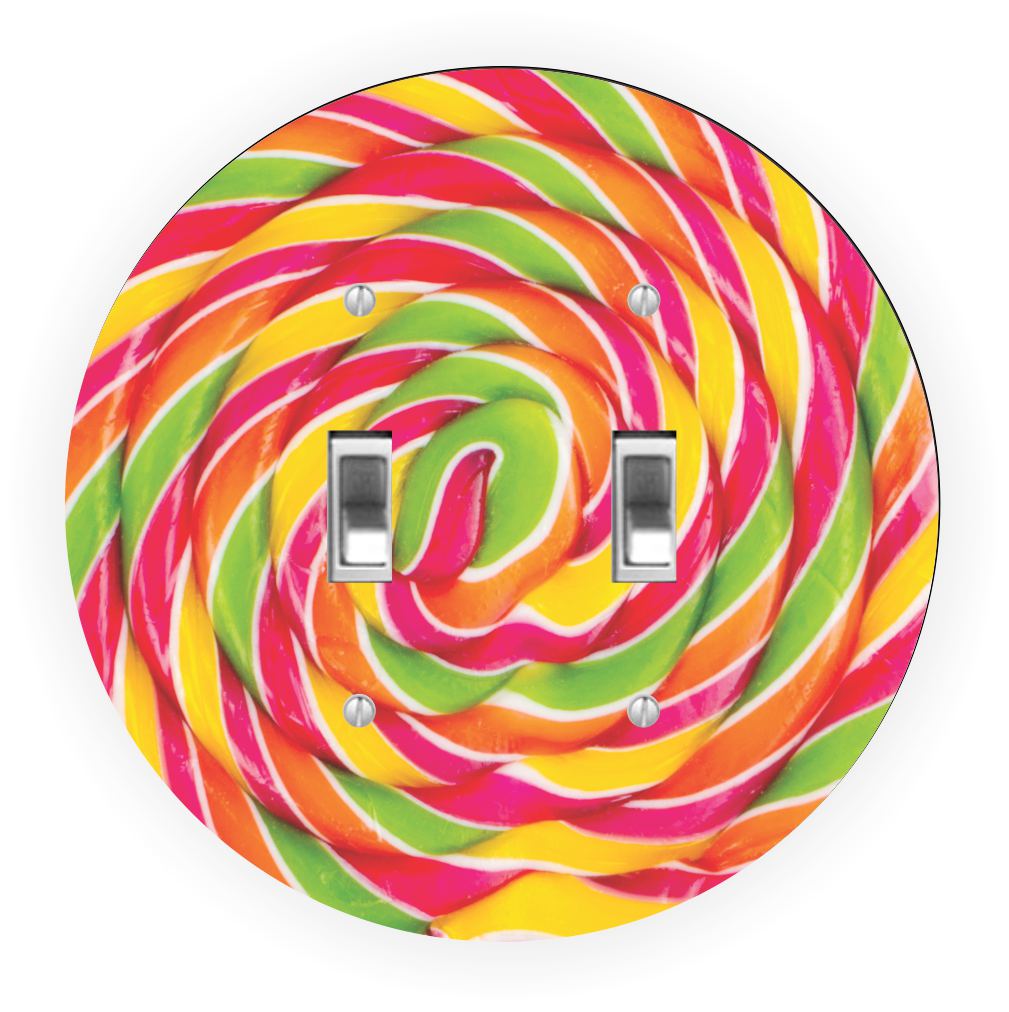 Sam Sandor - Candy Colors Lolly Design - Round Light Switch Plate Cover - Double Toggle