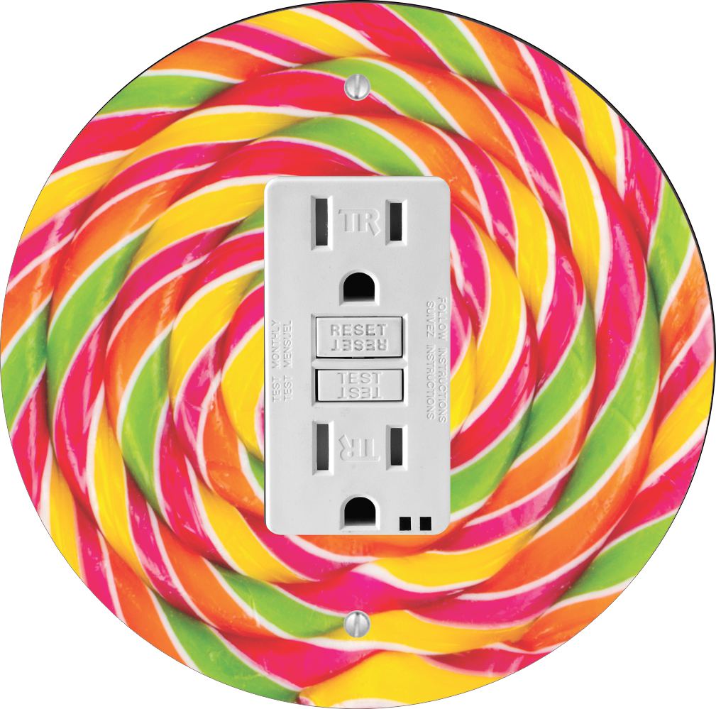 Sam Sandor - Candy Colors Lolly Design - Round Light Switch Plate Cover - GFI