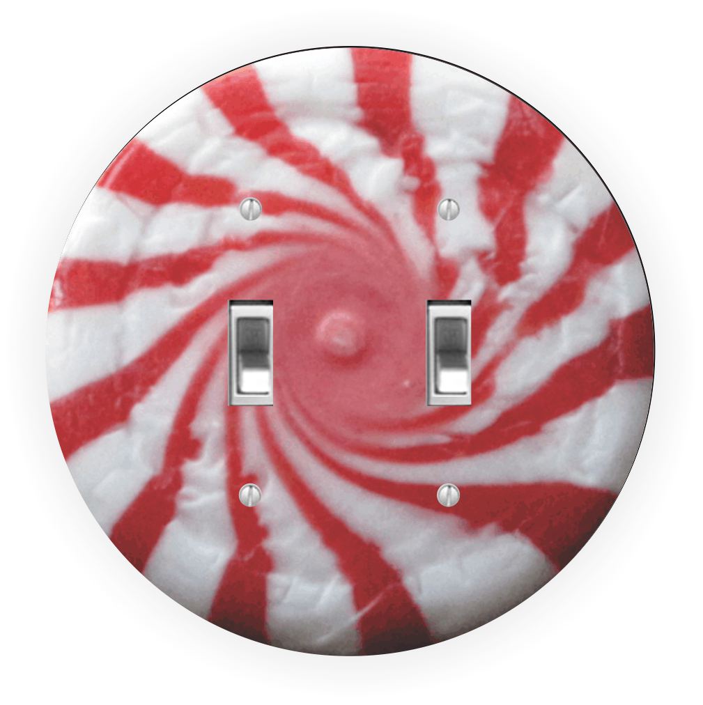 Sam Sandor - Peppermint Candy Design - Round Light Switch Plate Cover - Double Toggle