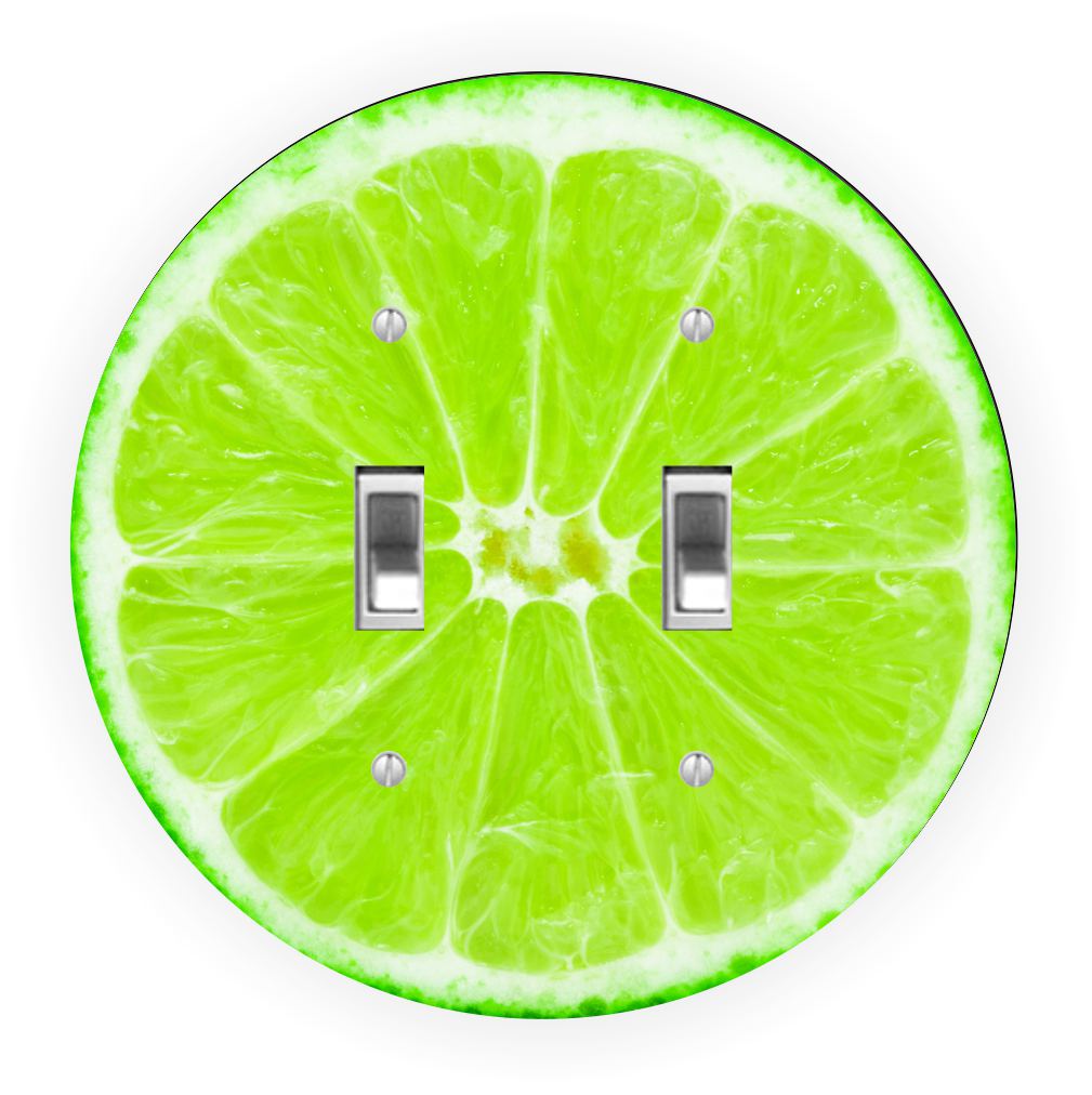 Sam Sandor - Lime Fruit Slice Design - Round Light Switch Plate Cover - Double Toggle