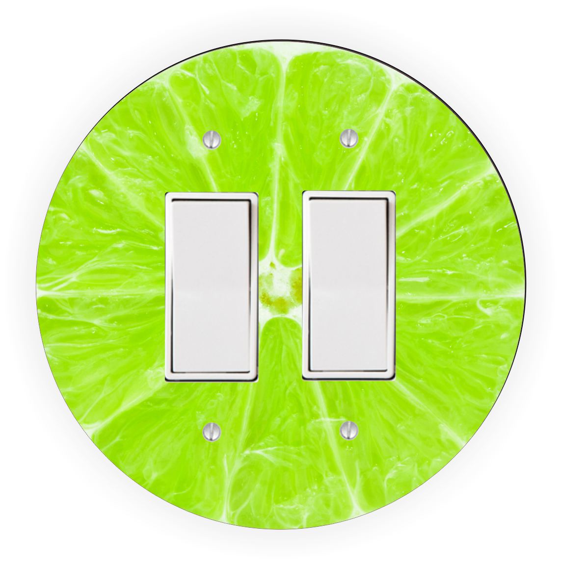 Sam Sandor - Lime Fruit Slice Design - Round Light Switch Plate Cover - Double Rocker