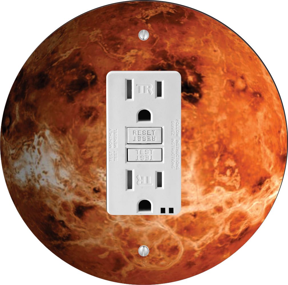 Sam Sandor - Planet Venus Design - Round Light Switch Plate Cover - GFI