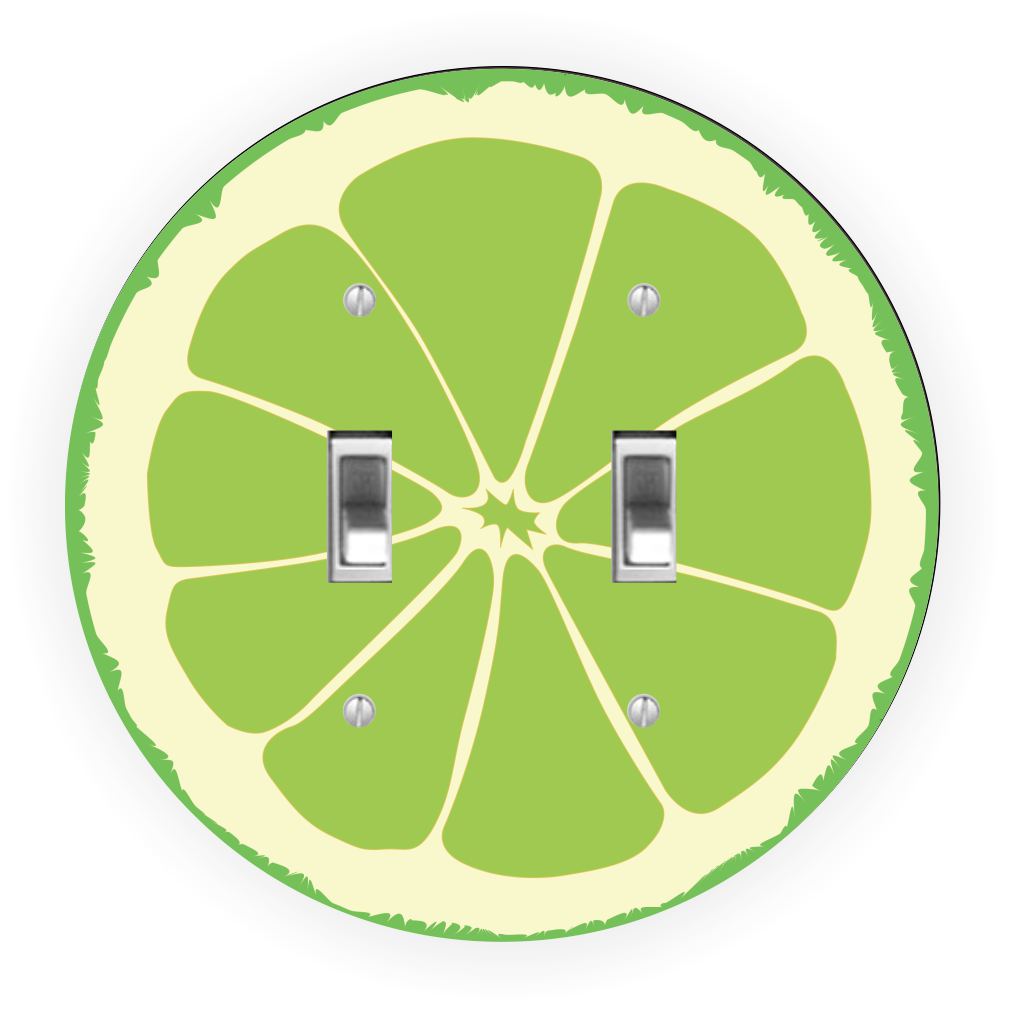 Sam Sandor - Lime Slice Design - Round Light Switch Plate Cover - Double Toggle