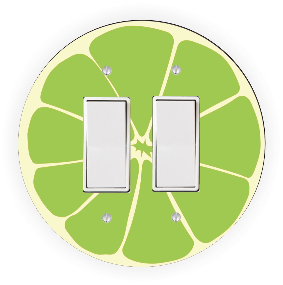 Sam Sandor - Lime Slice Design - Round Light Switch Plate Cover - Double Rocker