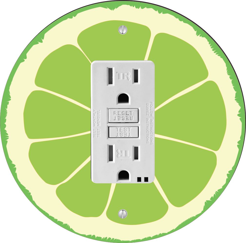 Sam Sandor - Lime Slice Design - Round Light Switch Plate Cover - GFI