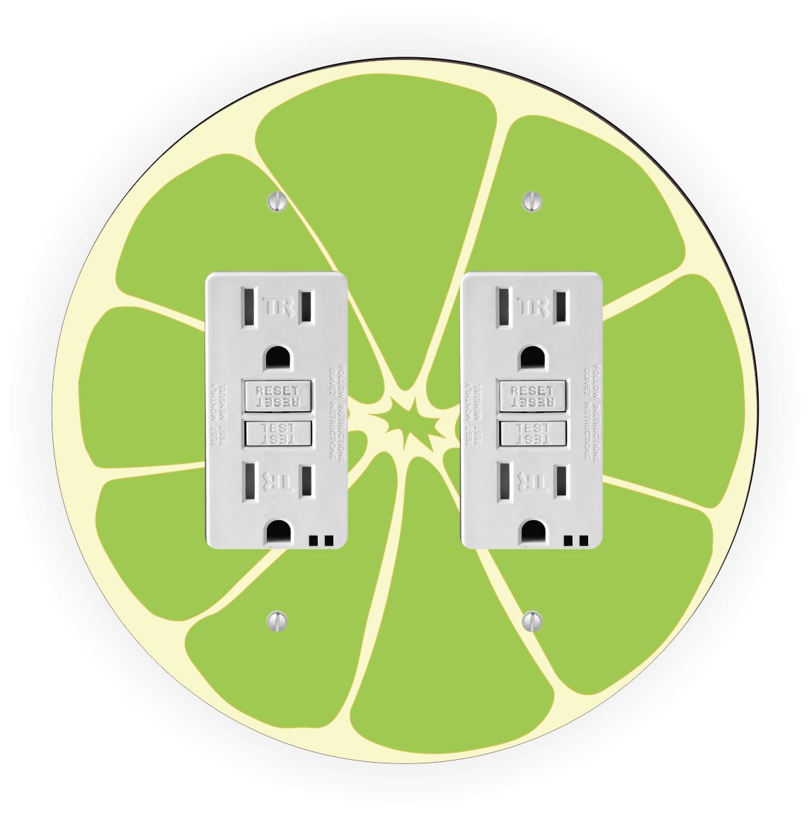 Sam Sandor - Lime Slice Design - Round Light Switch Plate Cover - Double GFI