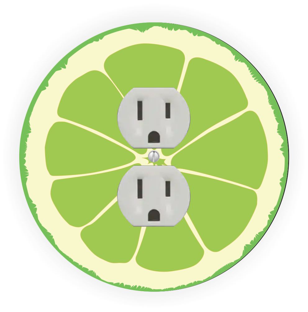 Sam Sandor - Lime Slice Design - Round Light Switch Plate Cover - Outlet Cover