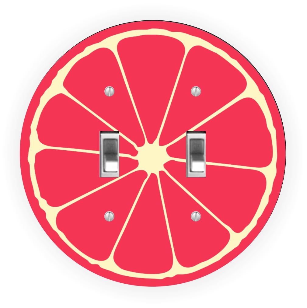 Sam Sandor - Grapefruit Slice Design - Round Light Switch Plate Cover - Double Toggle