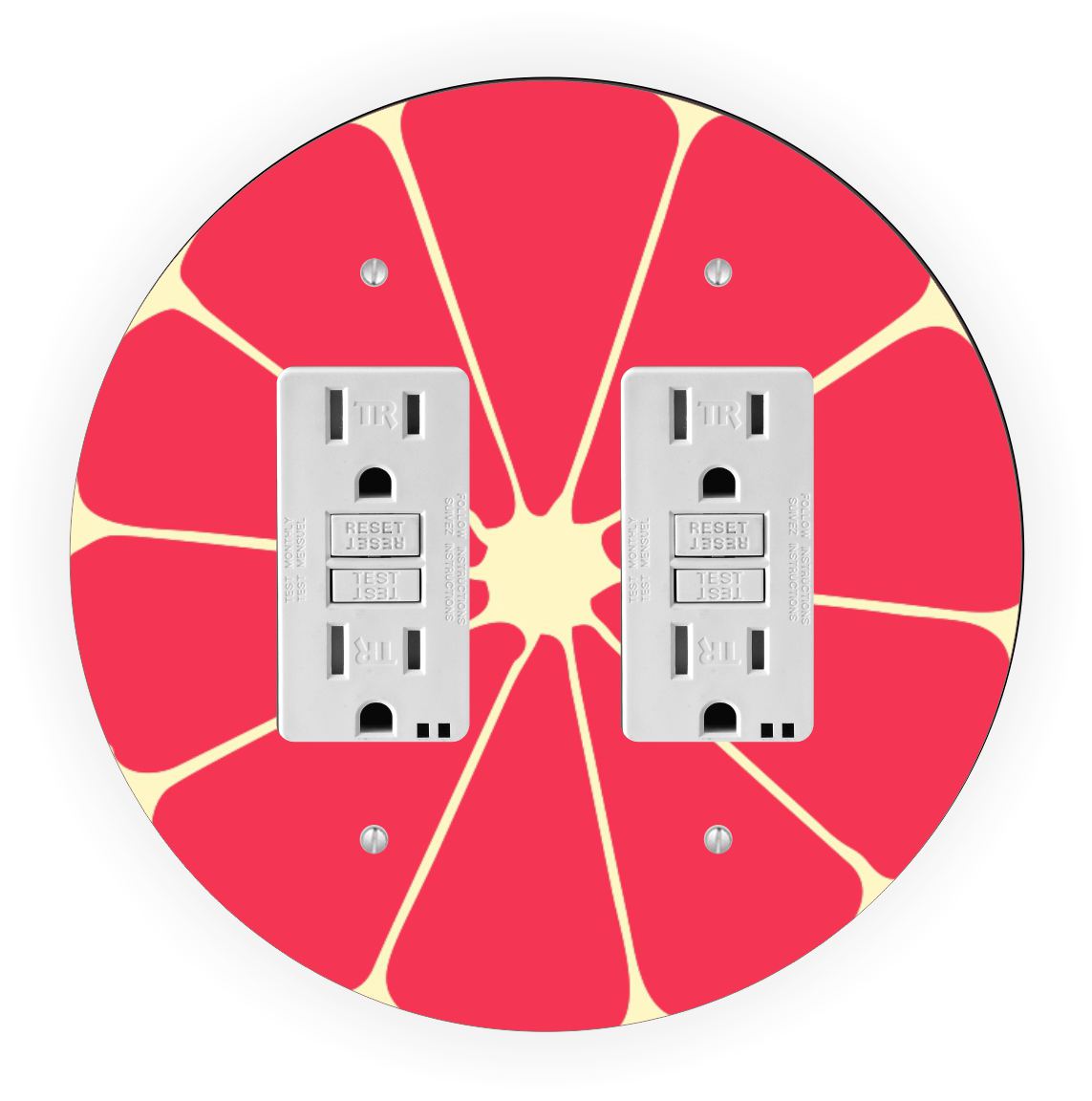 Sam Sandor - Grapefruit Slice Design - Round Light Switch Plate Cover - Double GFI