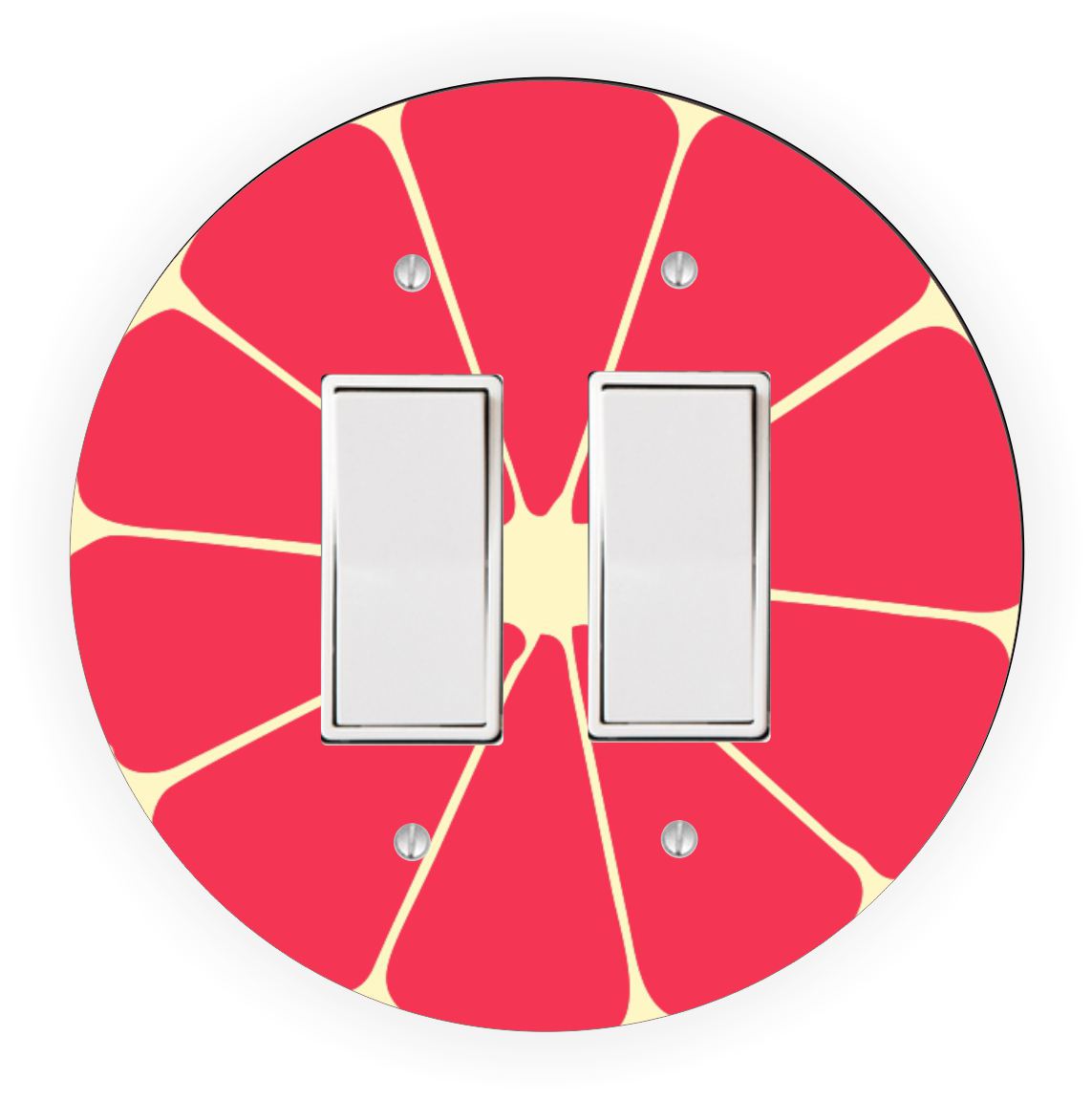 Sam Sandor - Grapefruit Slice Design - Round Light Switch Plate Cover - Double Rocker