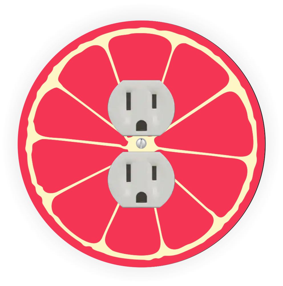 Sam Sandor - Grapefruit Slice Design - Round Light Switch Plate Cover - Outlet Cover