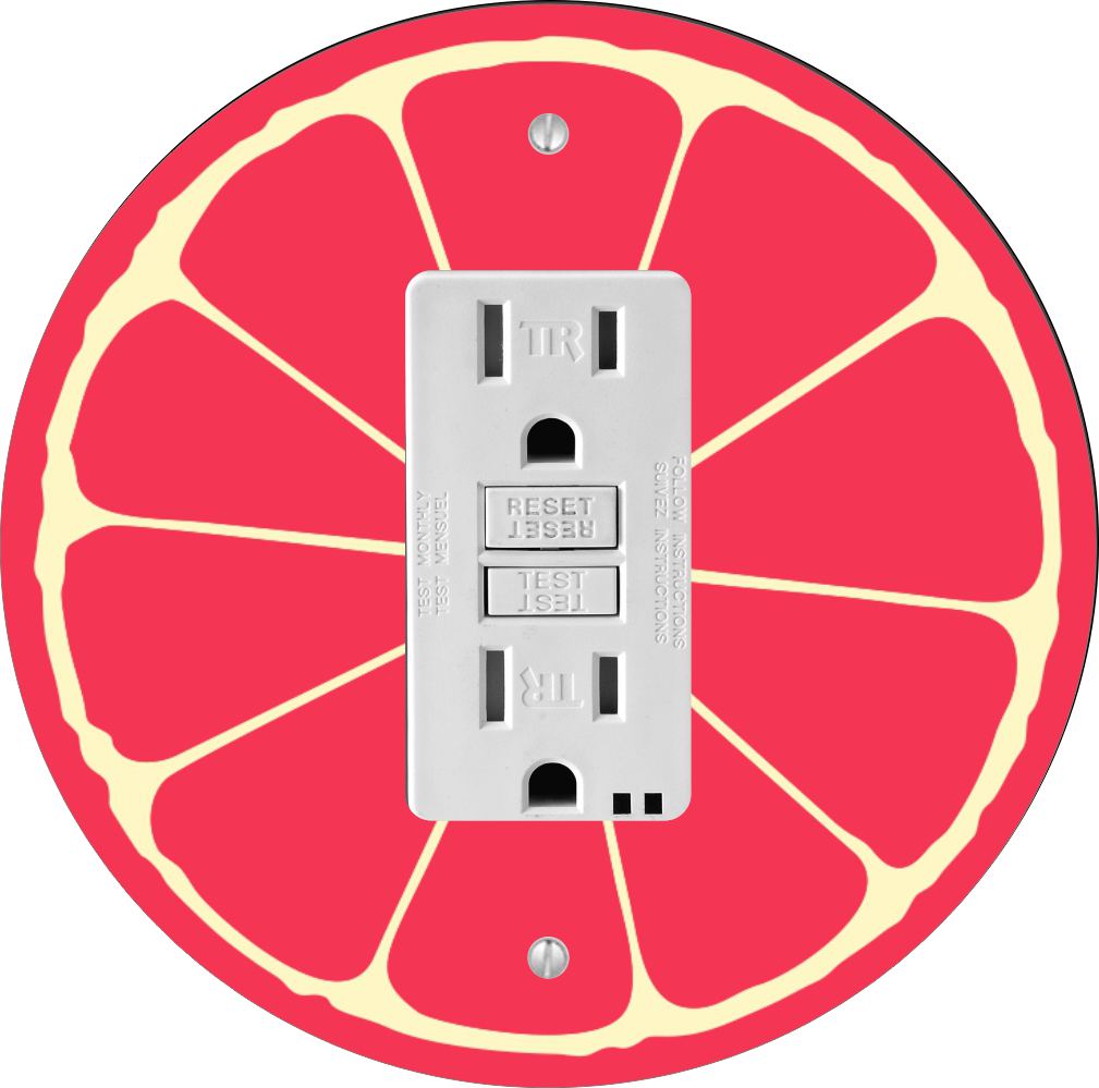 Sam Sandor - Grapefruit Slice Design - Round Light Switch Plate Cover - GFI