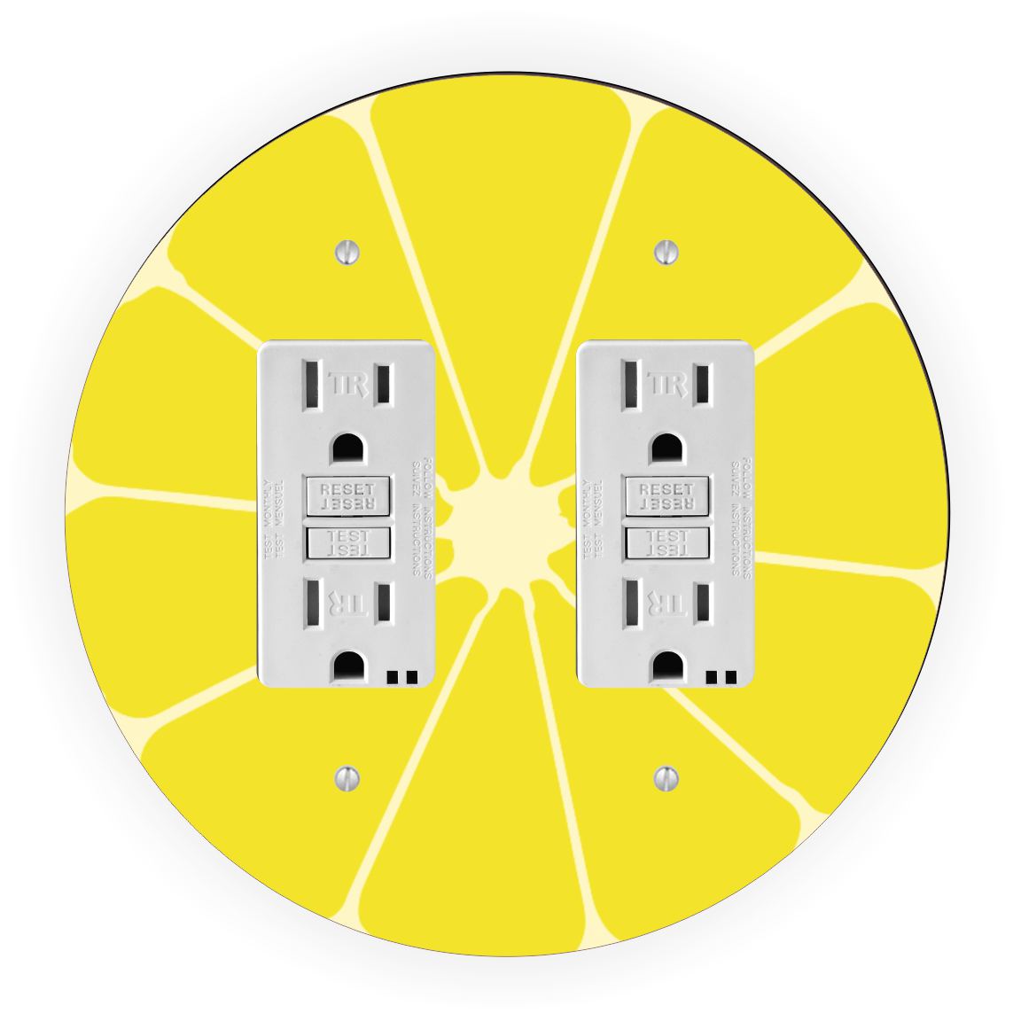 Sam Sandor - Lemon Slice Design - Round Light Switch Plate Cover - Double GFI