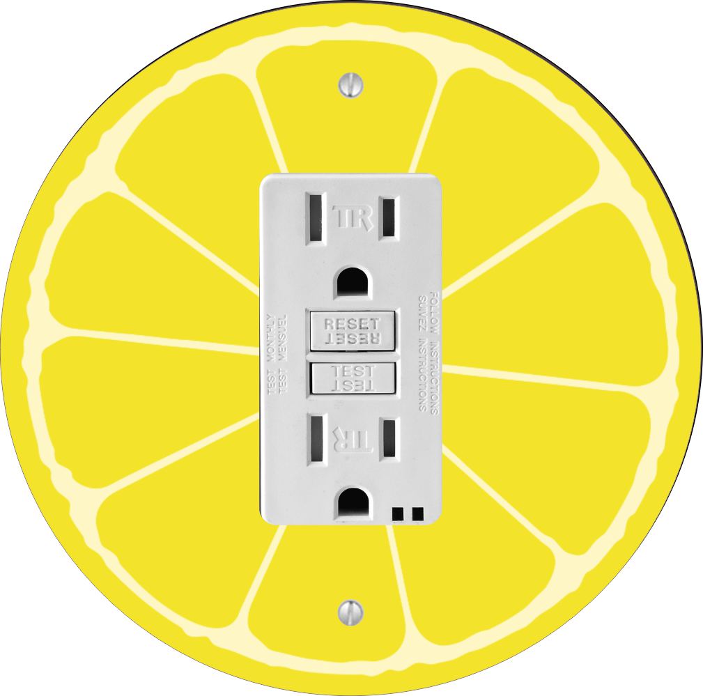 Sam Sandor - Lemon Slice Design - Round Light Switch Plate Cover - GFI