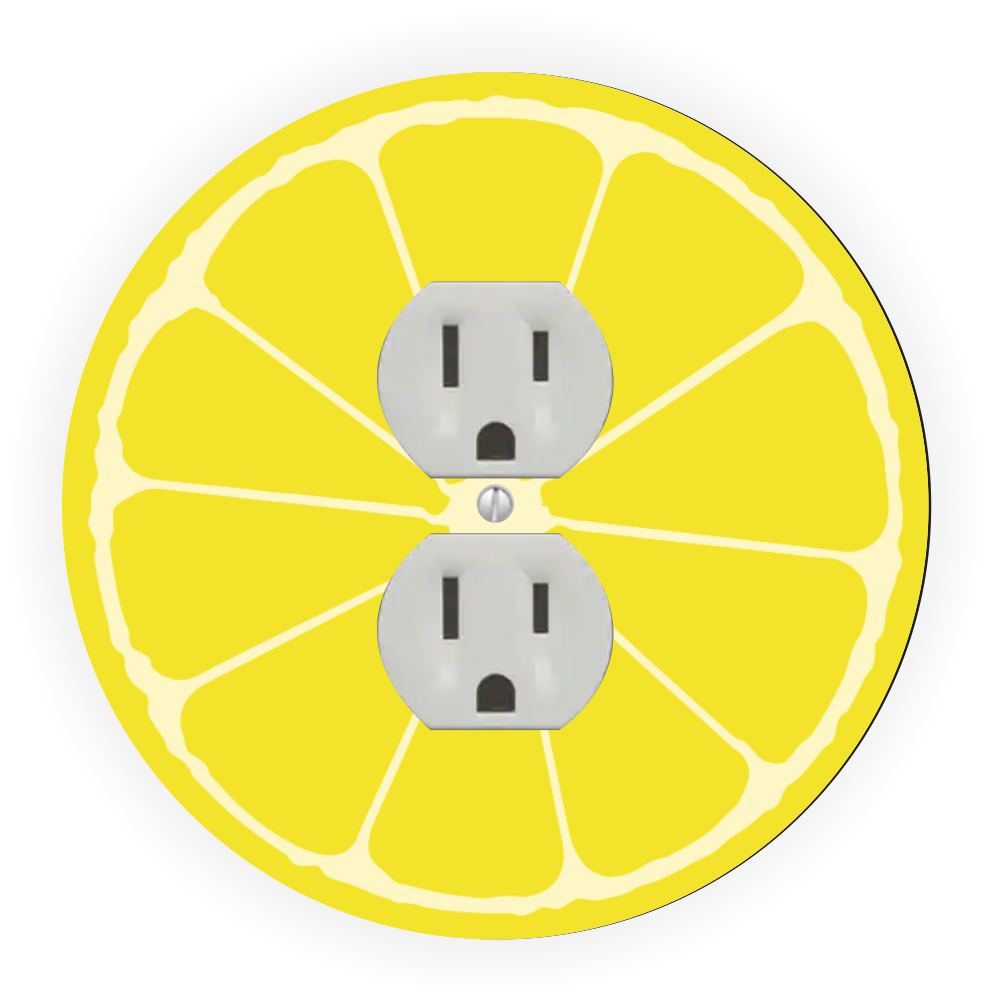 Sam Sandor - Lemon Slice Design - Round Light Switch Plate Cover - Outlet Cover