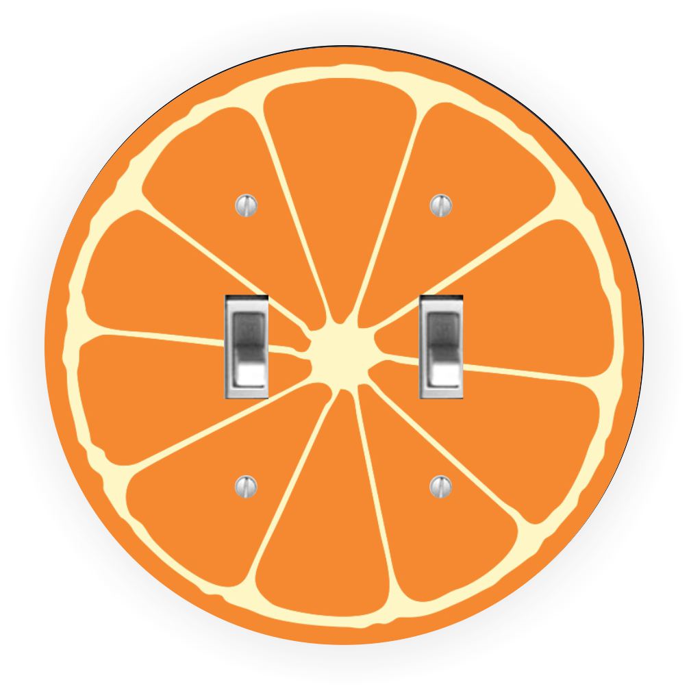 Sam Sandor - Orange Slice Design - Round Light Switch Plate Cover - Double Toggle