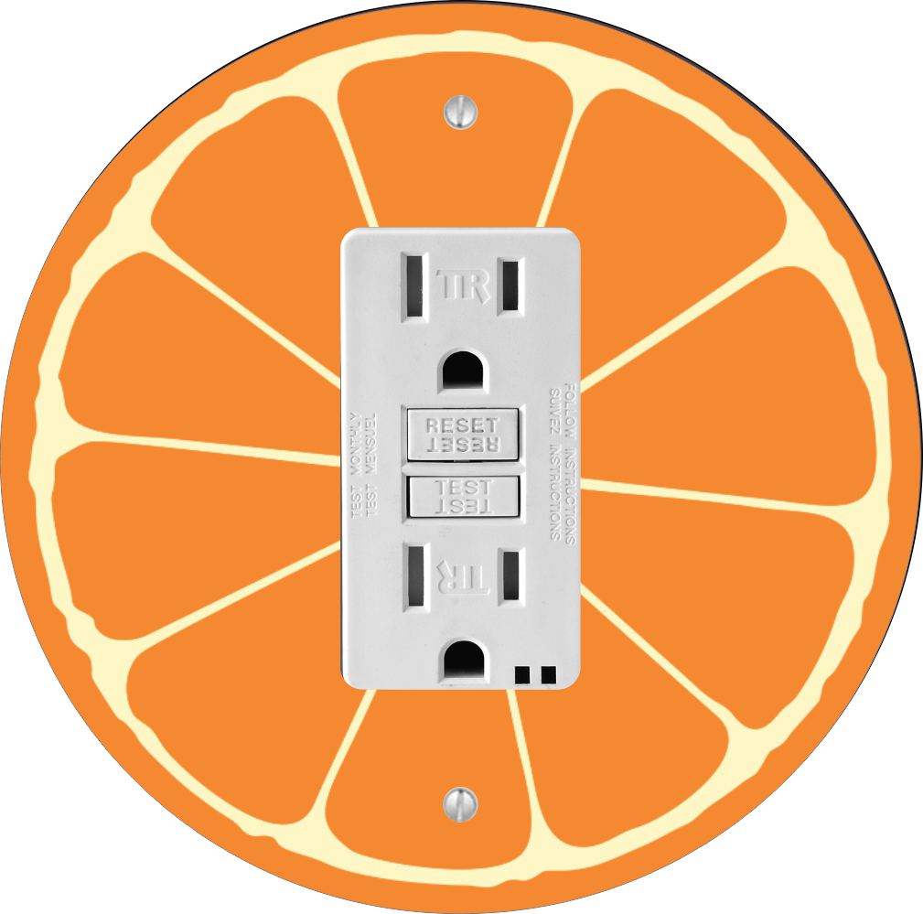 Sam Sandor - Orange Slice Design - Round Light Switch Plate Cover - GFI