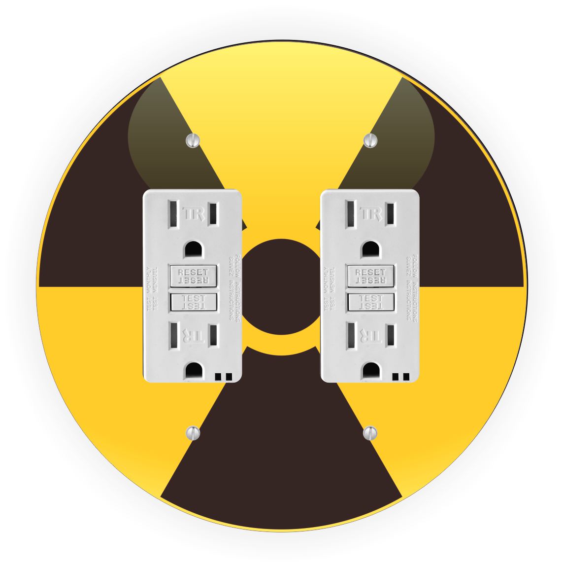 Sam Sandor - Radioactive Symbol Design - Round Light Switch Plate Cover - Double GFI