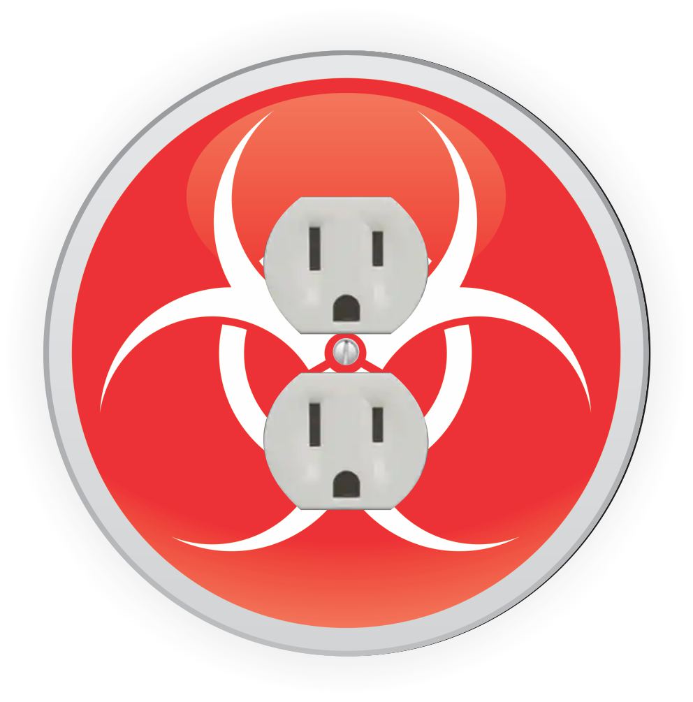 Sam Sandor - Biohazard Symbol Design - Round Light Switch Plate Cover - Outlet Cover