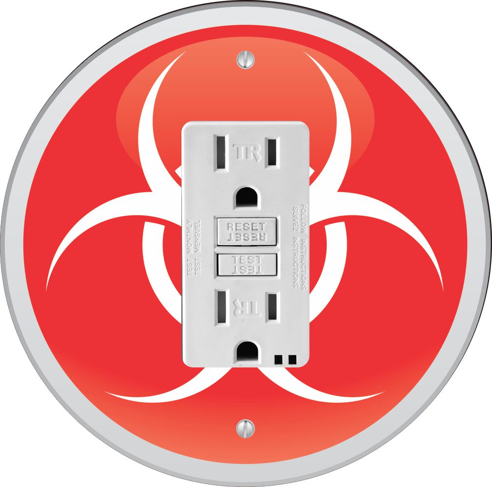 Sam Sandor - Biohazard Symbol Design - Round Light Switch Plate Cover - GFI