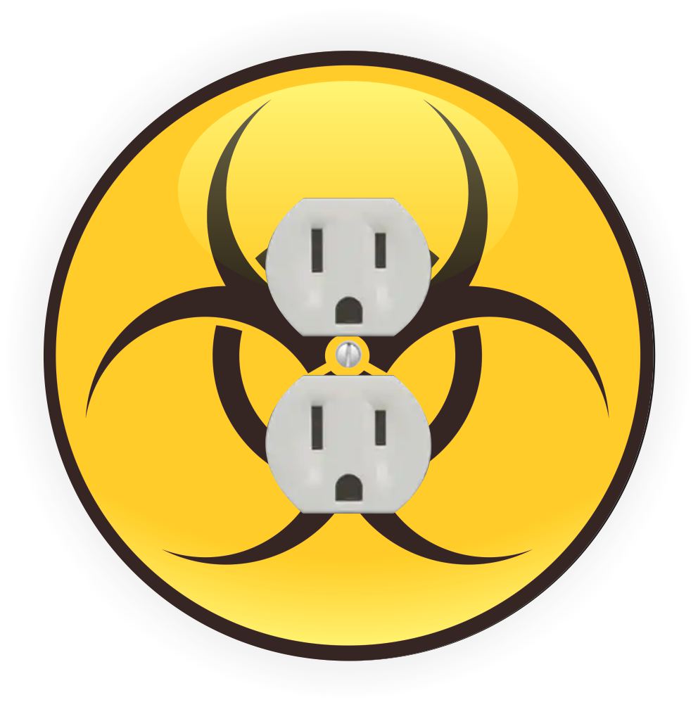 Sam Sandor - Biological Hazard Symbol Design - Round Light Switch Plate Cover - Outlet Cover