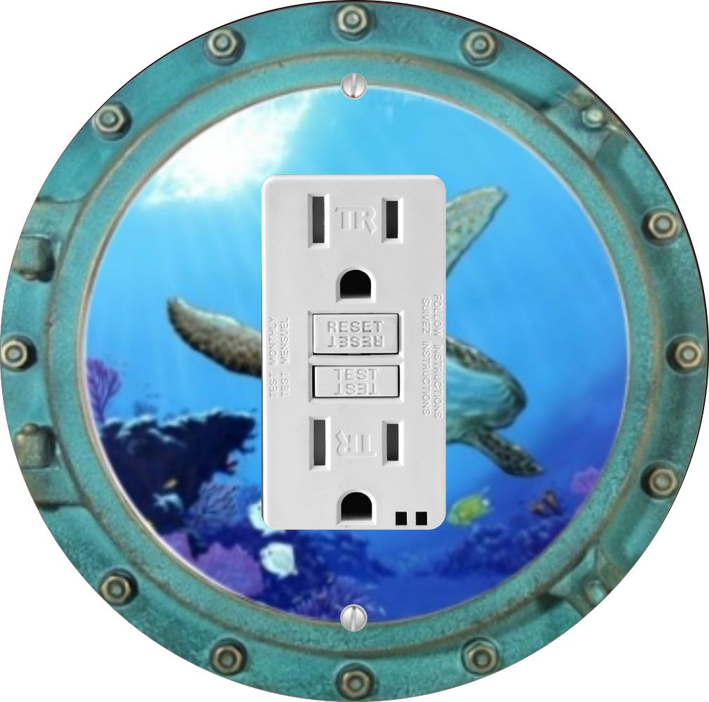 Sam Sandor - Turtle Porthole Design - Round Light Switch Plate Cover - GFI