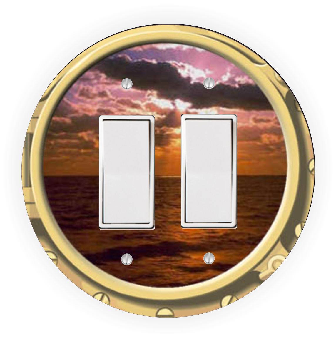 Sam Sandor - Porthole Sunset Design - Round Light Switch Plate Cover - Double Rocker