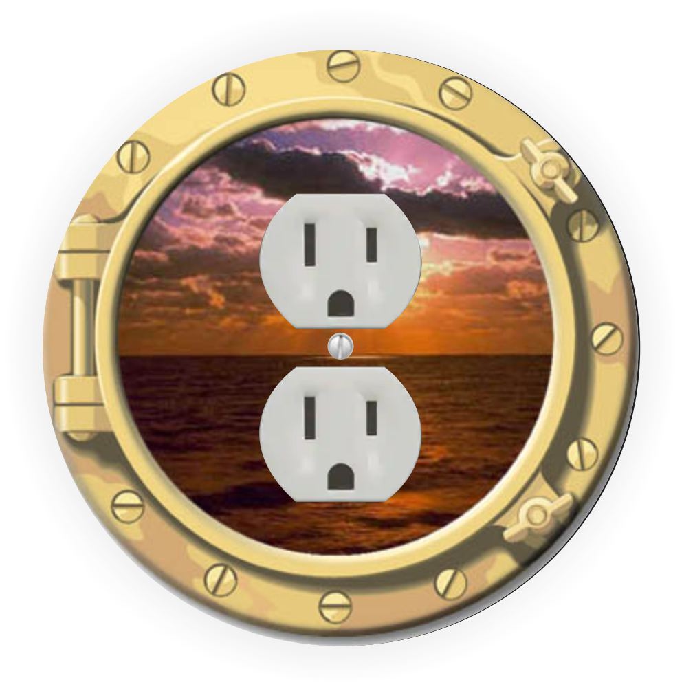 Sam Sandor - Porthole Sunset Design - Round Light Switch Plate Cover - Outlet Cover