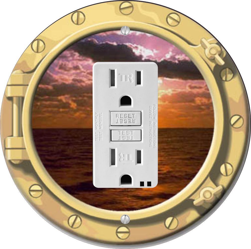 Sam Sandor - Porthole Sunset Design - Round Light Switch Plate Cover - GFI