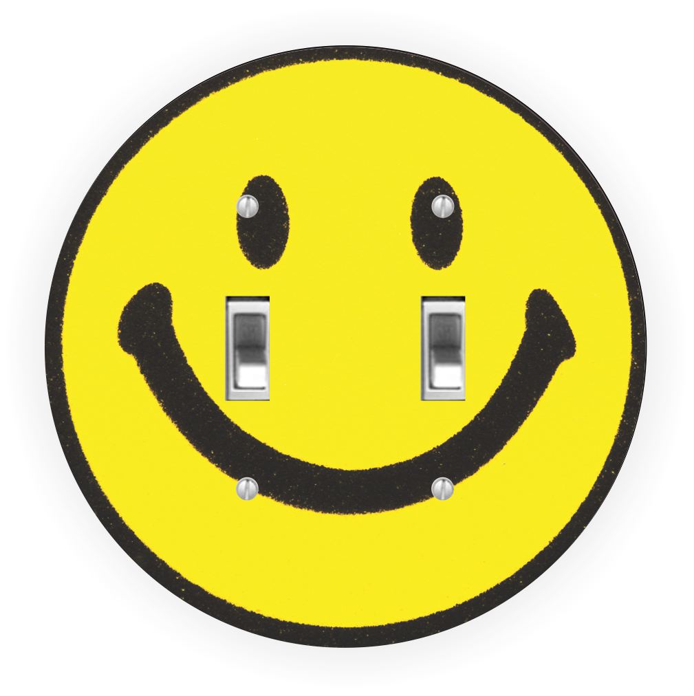 Sam Sandor - Smiley Face Design - Round Light Switch Plate Cover - Double Toggle