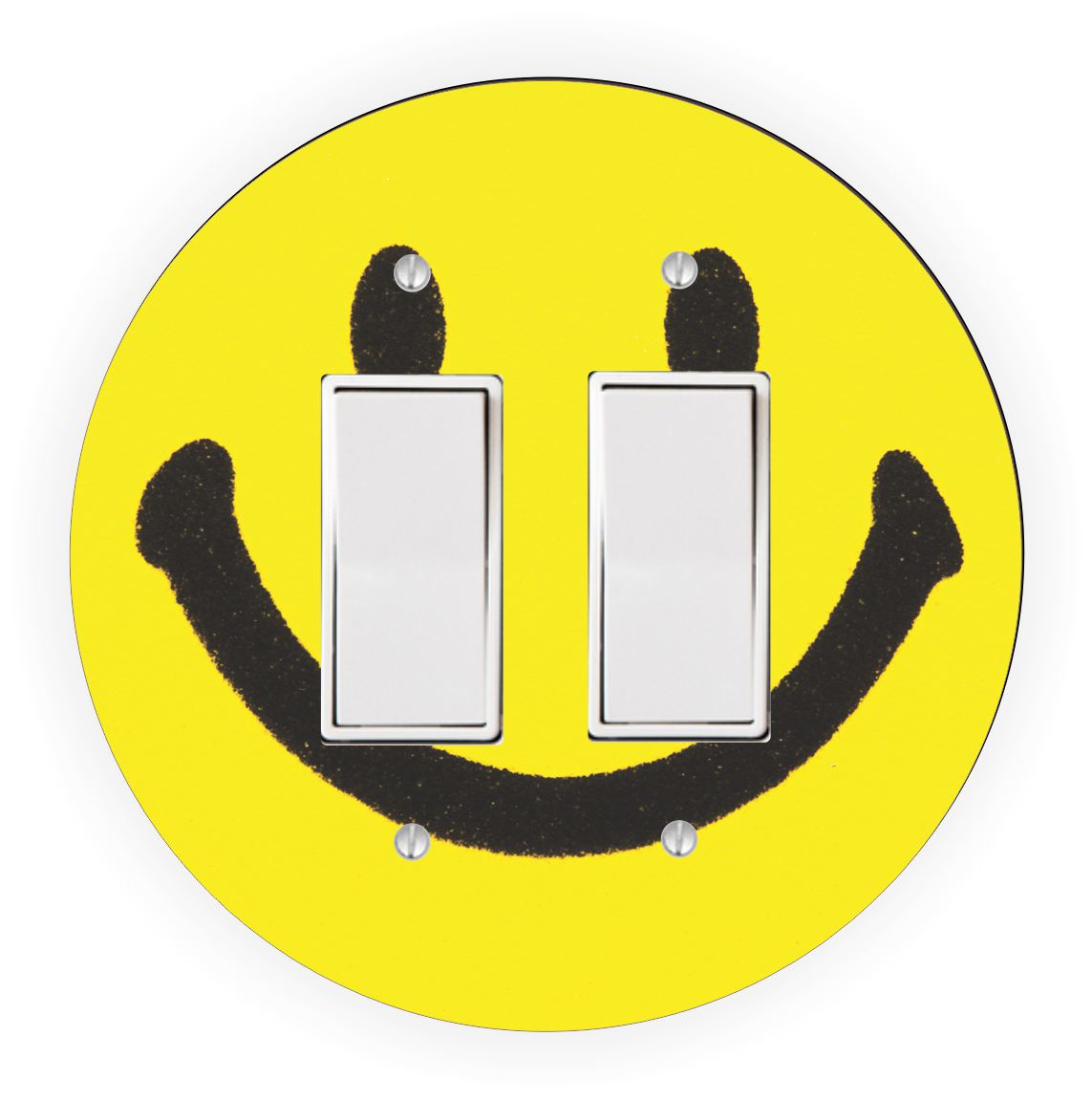 Sam Sandor - Smiley Face Design - Round Light Switch Plate Cover - Single Rocker