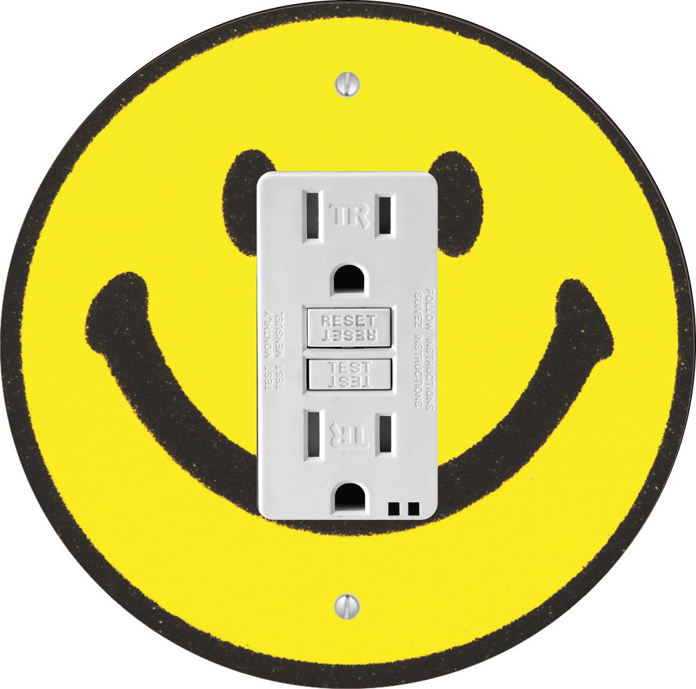 Sam Sandor - Smiley Face Design - Round Light Switch Plate Cover - GFI