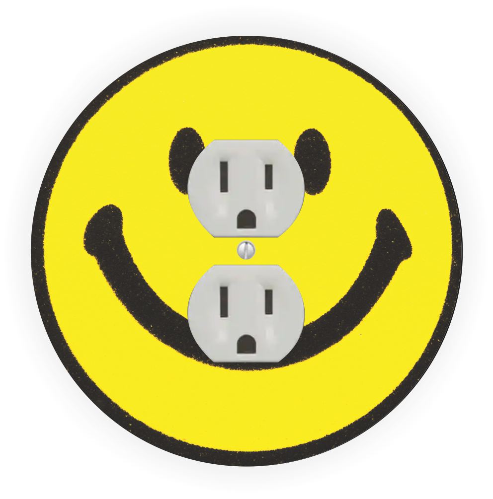 Sam Sandor - Smiley Face Design - Round Light Switch Plate Cover - Outlet Cover