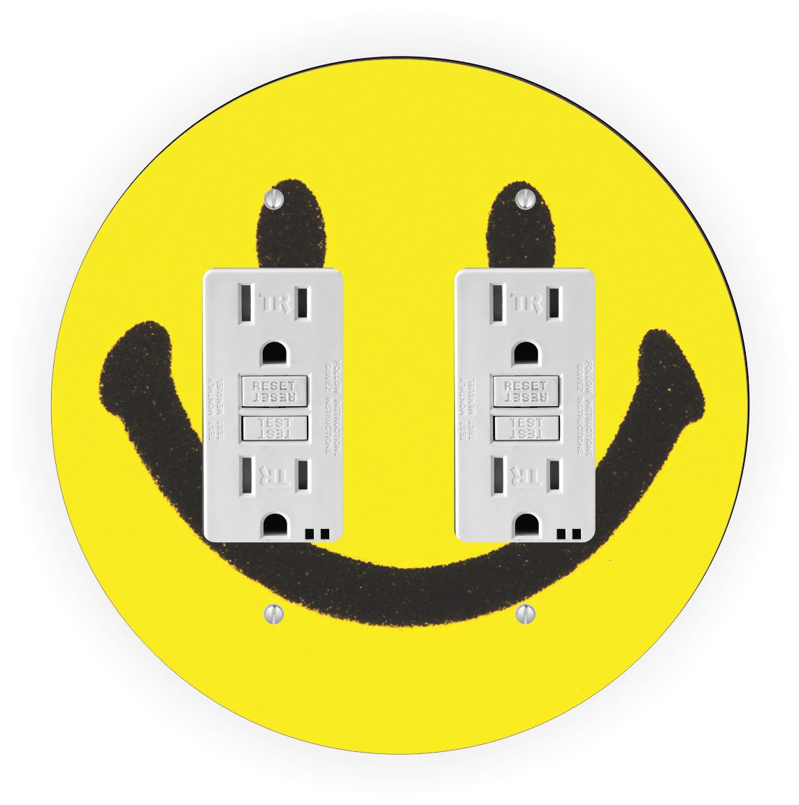 Sam Sandor - Smiley Face Design - Round Light Switch Plate Cover - Double GFI