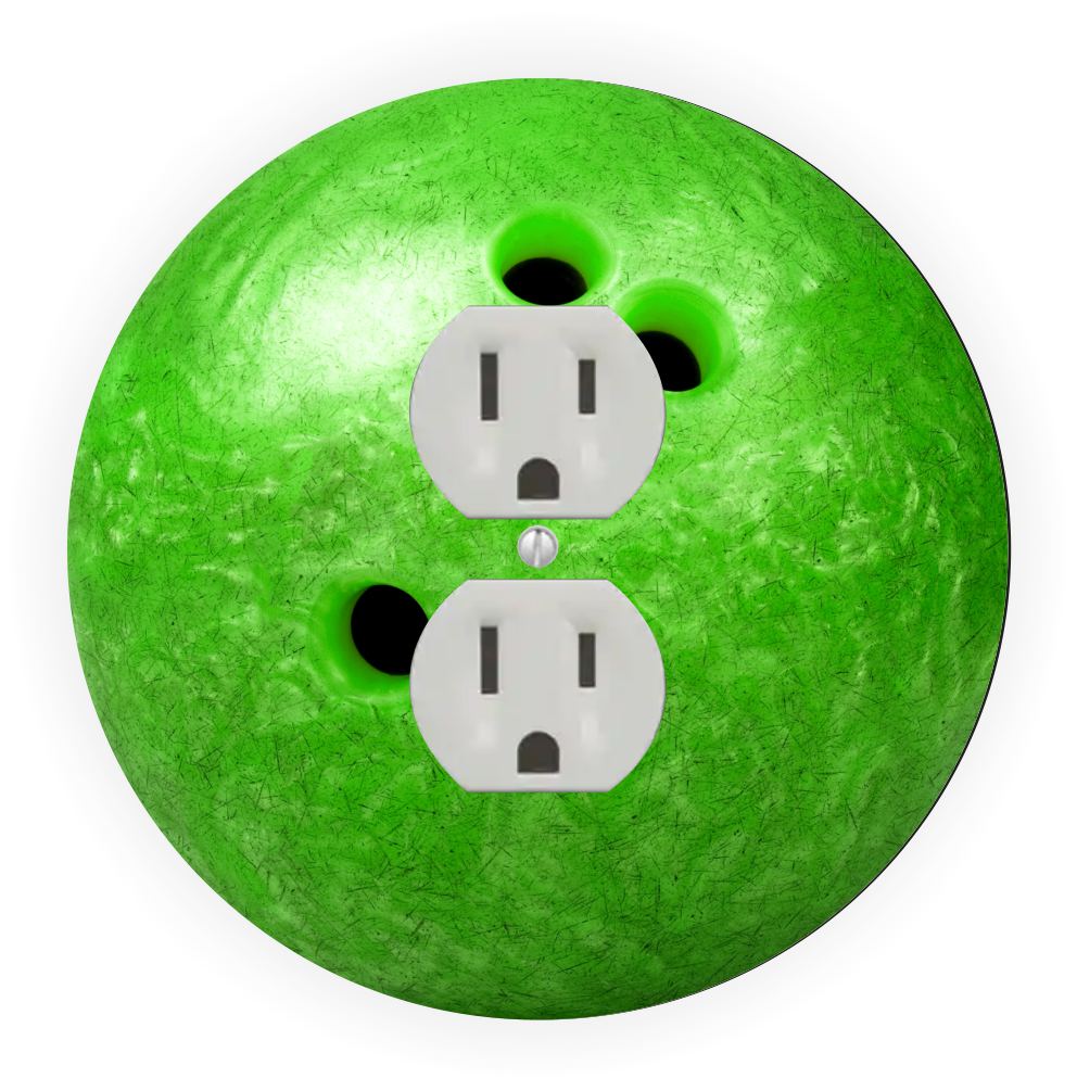 Sam Sandor - Green Bowling Ball Design - Round Light Switch Plate Cover - Outlet Cover