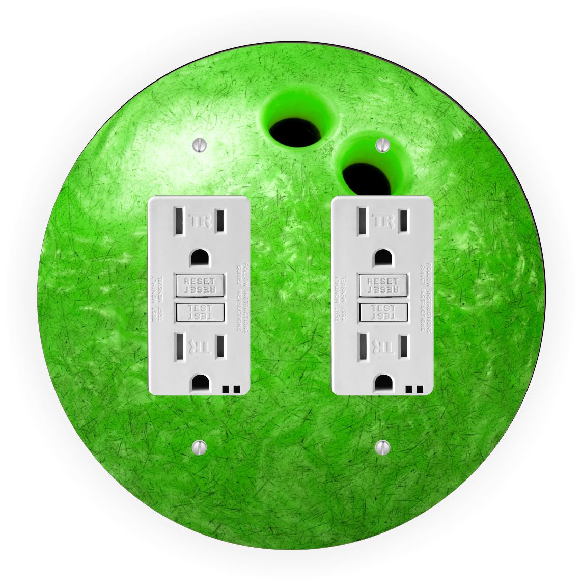 Sam Sandor - Green Bowling Ball Design - Round Light Switch Plate Cover - Double GFI