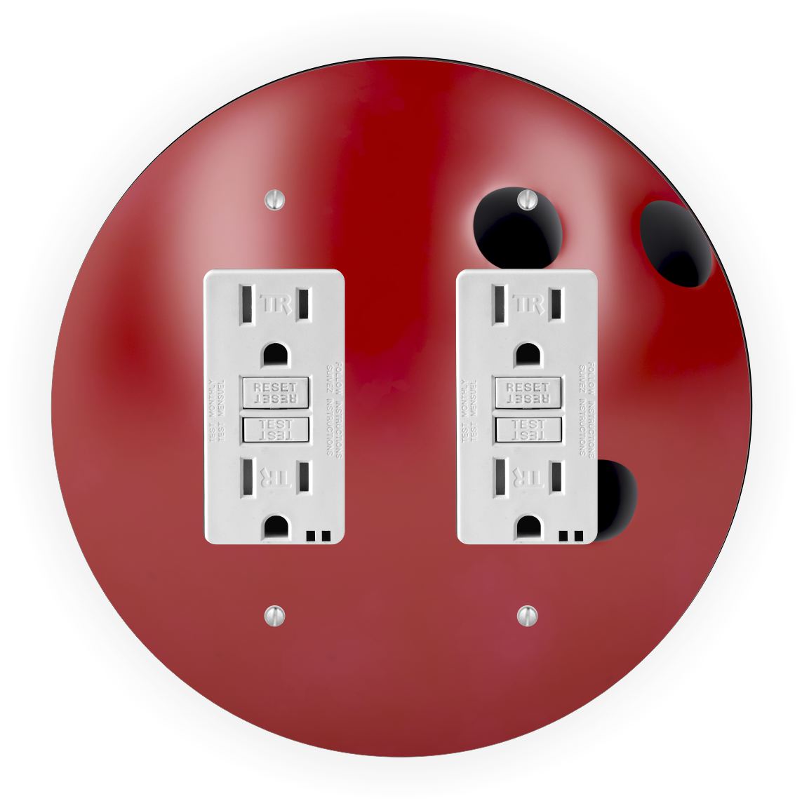 Sam Sandor - Red Bowling Ball Design - Round Light Switch Plate Cover - Double GFI