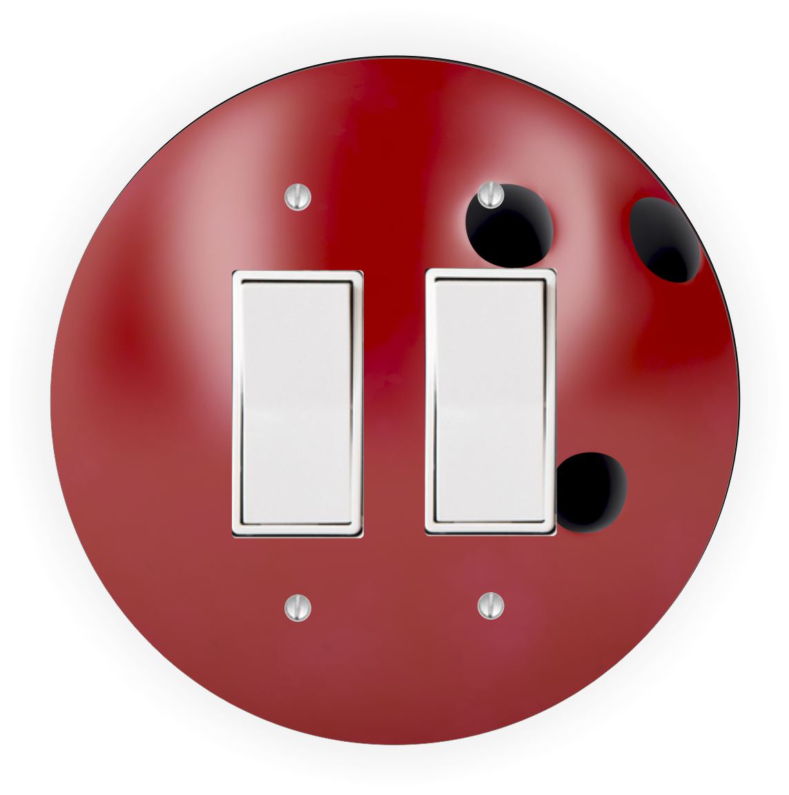 Sam Sandor - Red Bowling Ball Design - Round Light Switch Plate Cover - Double Rocker