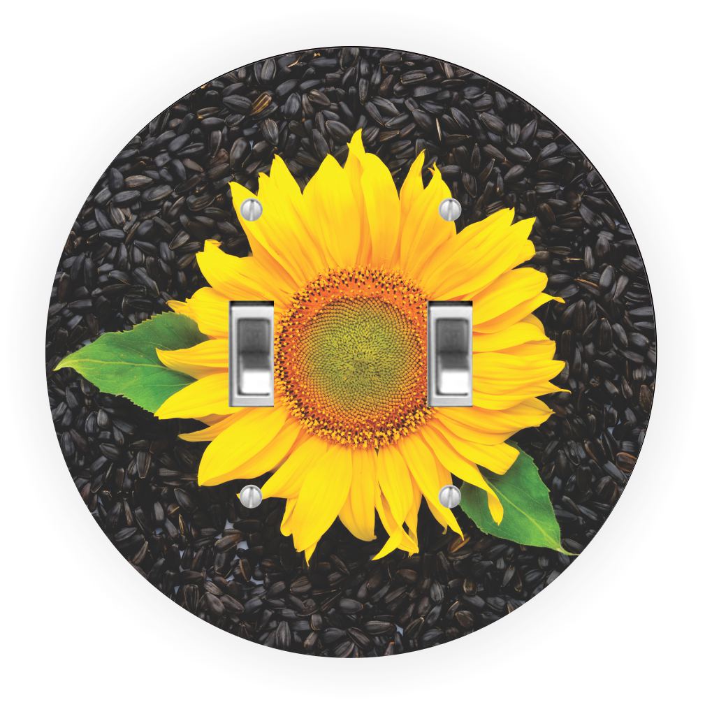 Sam Sandor - Sunflower Design - Round Light Switch Plate Cover - Double Toggle